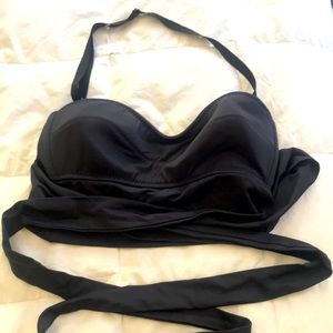 Malia Mills Black 36 Bustier Bathing Suit Top Wrap